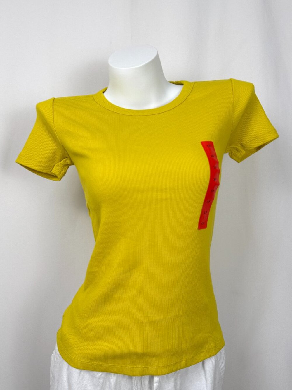 🔥4 for $20🔥George Women Yellow Ribbed Short Sleeve T-Shirt Size S